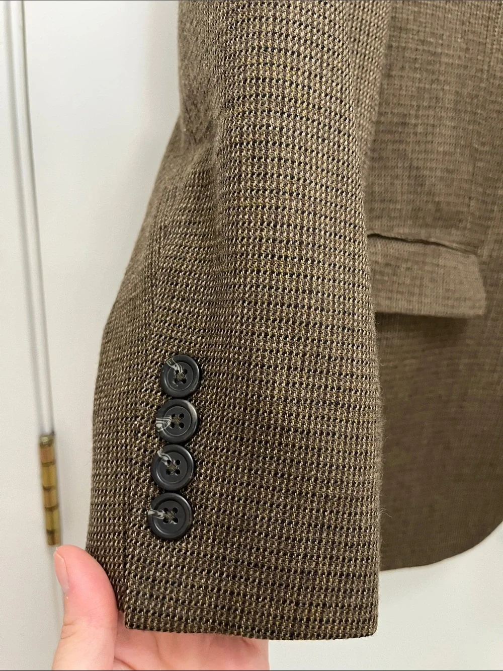Vintage Chaps Brown Textured Tweed Wool Two-Button Sport Coat - Size 44R